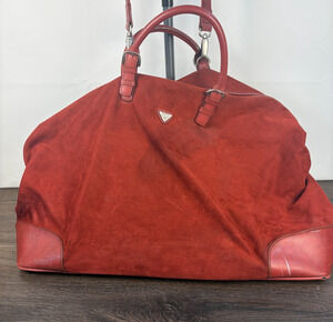 Vintage JUMP Red Suede Travel Weekender Duffel Bag Large 22" Carry On Gym